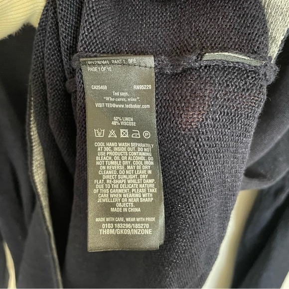 Ted Baker | Men’s Inzone Crewneck Linen Blend Navy Blue Pullover Sweater - Picture 7 of 11